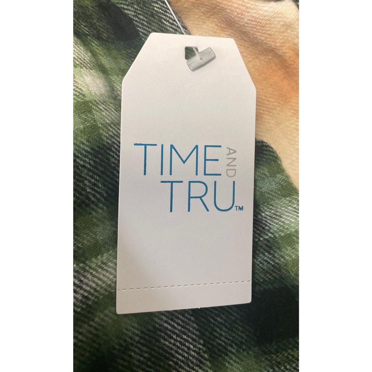 New Time and Tru Womens Medium Long Sleeve Plaid Flannel Cotton Blend Hoodie