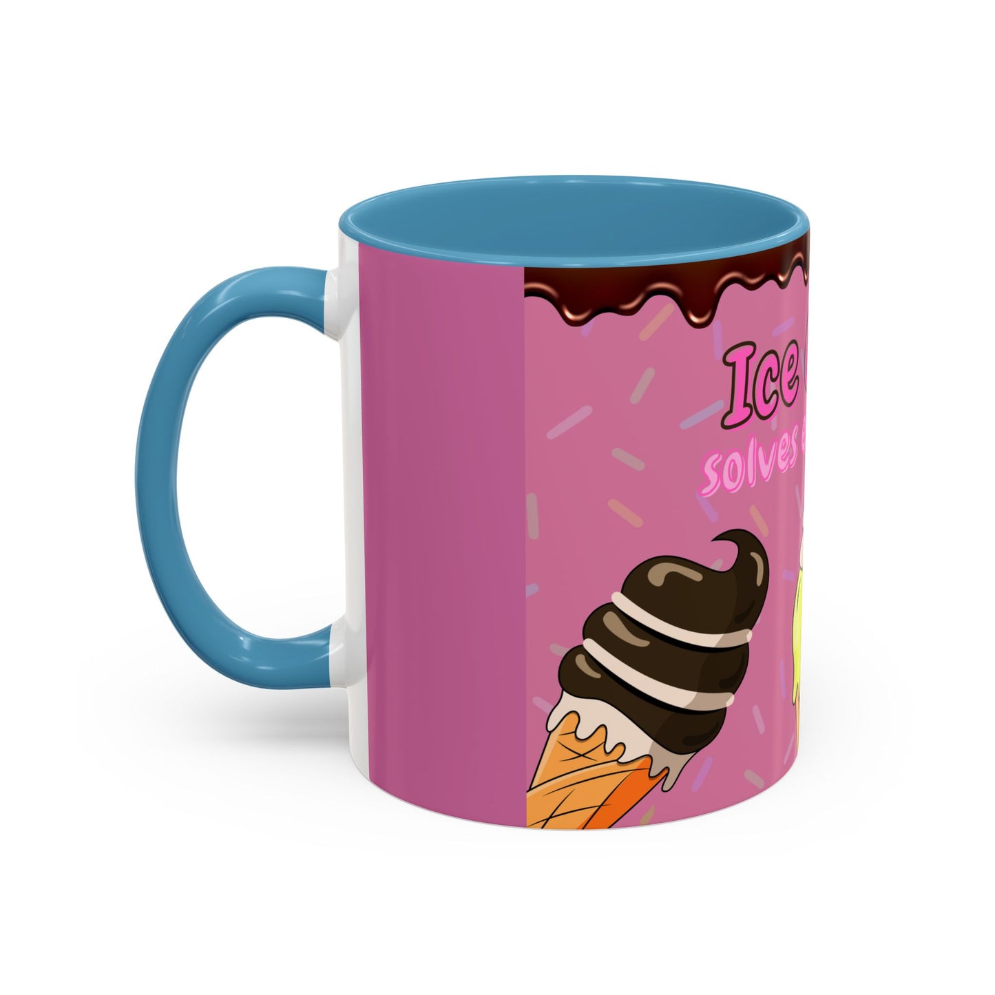 Ice Cream Solves Everything Coffee Mug - Fun Beverage Cup for Ice Cream Lovers, Gift for Holidays, Birthday, Summer