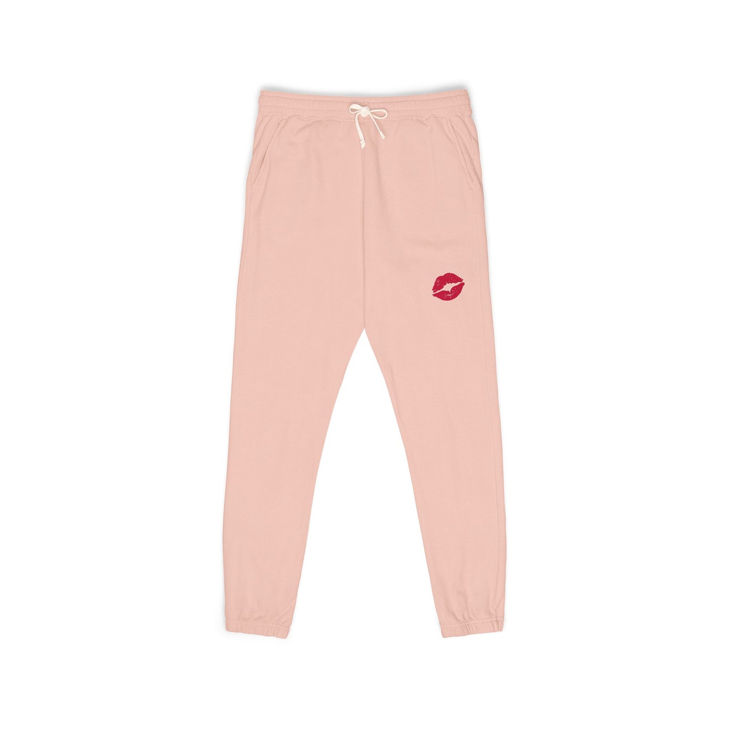 Cozy Fleece Kiss Print Sweatpants, Relaxed Lounge Pants, Unisex Stylish Joggers, Perfect for Casual Days, Gift for Friends, Comfortable Home Wear