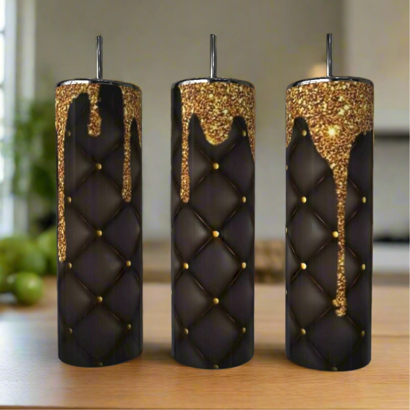 Gold Drip Textured 20oz Skinny Tumbler