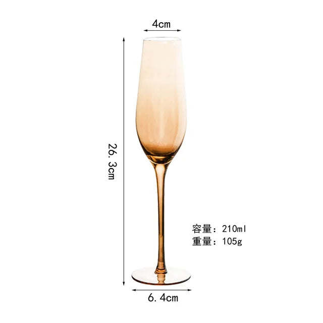 1pcs Nordic Golden Unleaded Crystal Wine Glass Luxury Amber Handmade Champagne Glasses Cocktail Goblet Set Bar Family Drinkware
