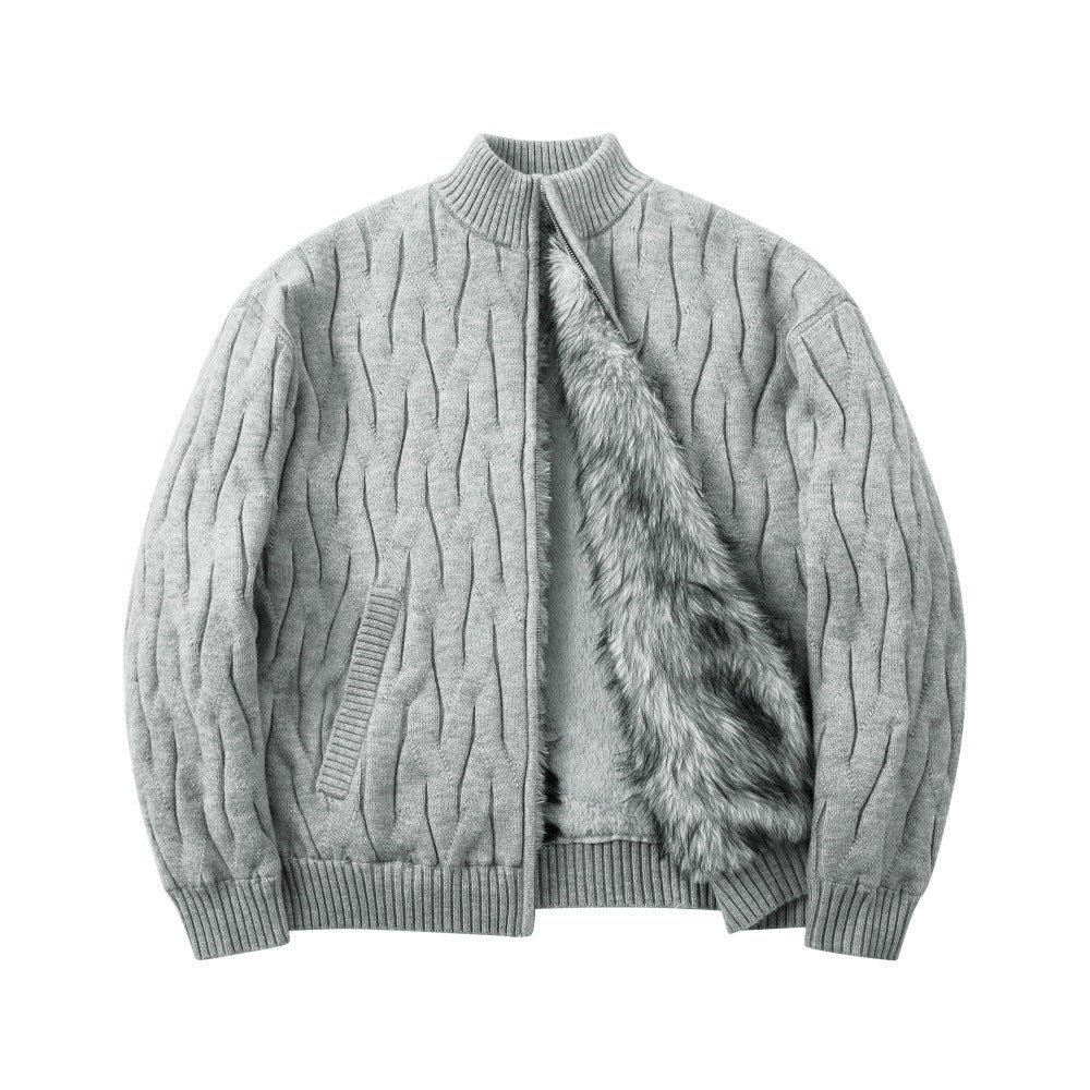 Carved Velvet Stand Up Collar Sweater