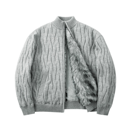 Carved Velvet Stand Up Collar Sweater
