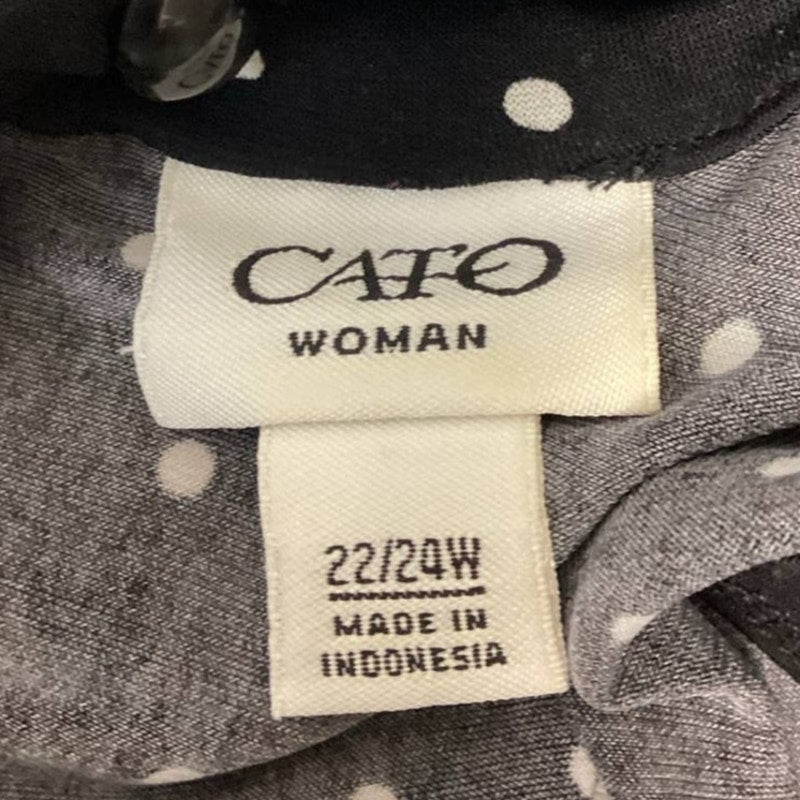 Cato Plus Size 22/24W Sleeveless Long Polka Dot Keyhole Back Stretchy Blouse