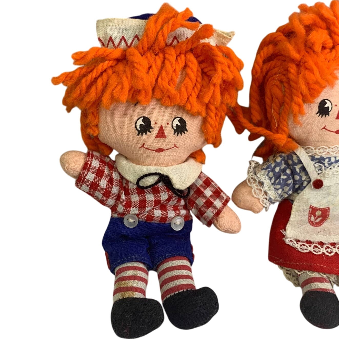 Vintage 1977 Raggedy Ann & Andy Hallmark Cards Small Cloth Yarn Hair Dolls