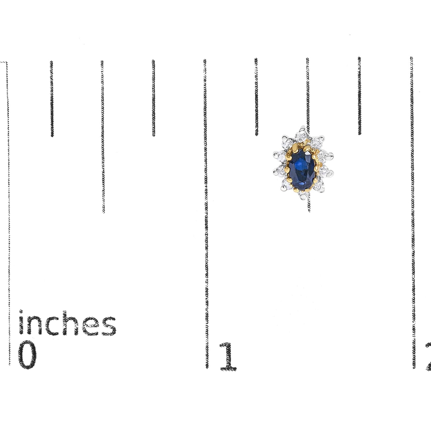 14K Yellow Gold 1/4 Cttw Diamond and Blue Sapphire Sunburst Halo Stud Earrings (K-L Color, I1-I2 Clarity)-4
