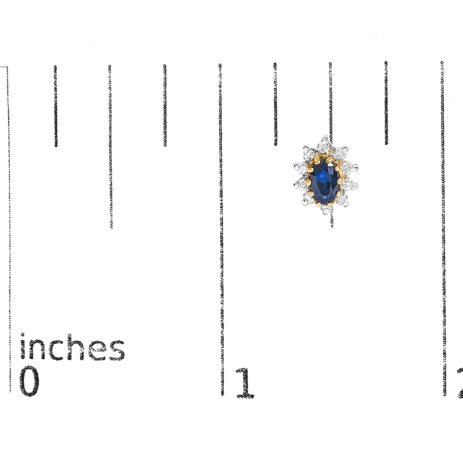 14K Yellow Gold 1/4 Cttw Diamond and Blue Sapphire Sunburst Halo Stud Earrings (K-L Color, I1-I2 Clarity)-4