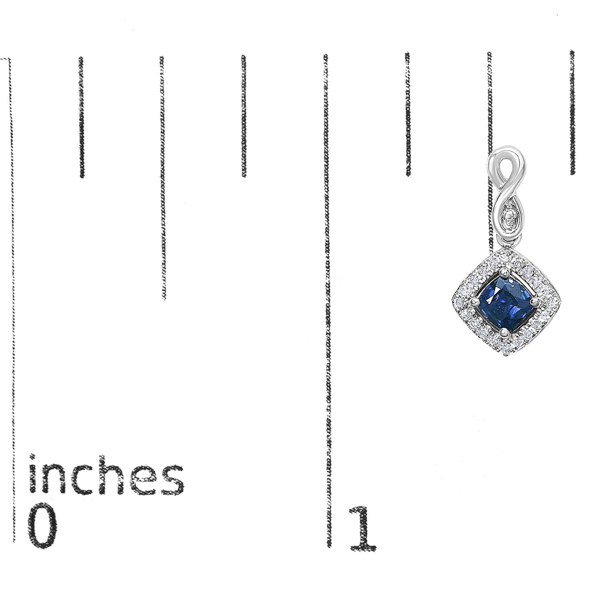 10K White Gold Blue  Sapphire and Diamond Halo Cushion Shaped Drop Earrings (I-J Color, I1-I2 Clarity)-4