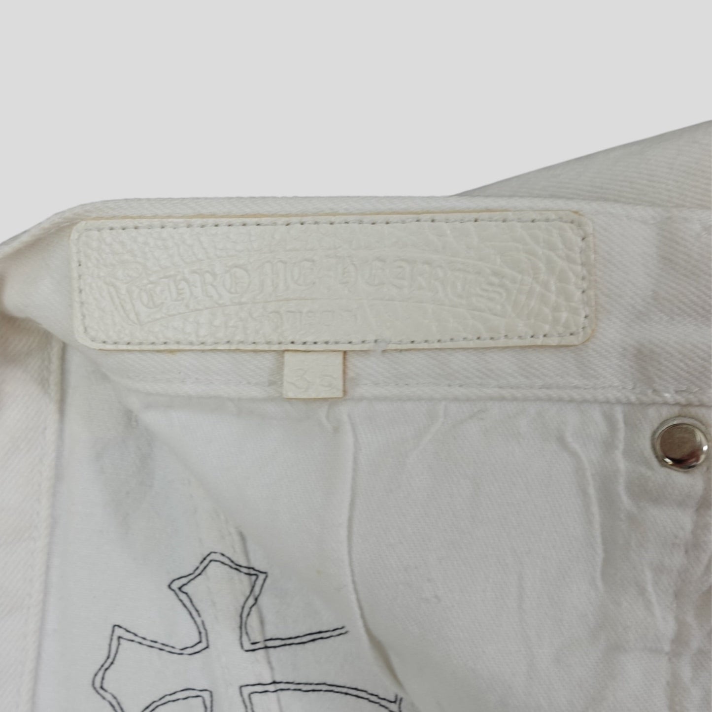 Chrome Hearts Levis Cross Patch Jeans in White / Leopard