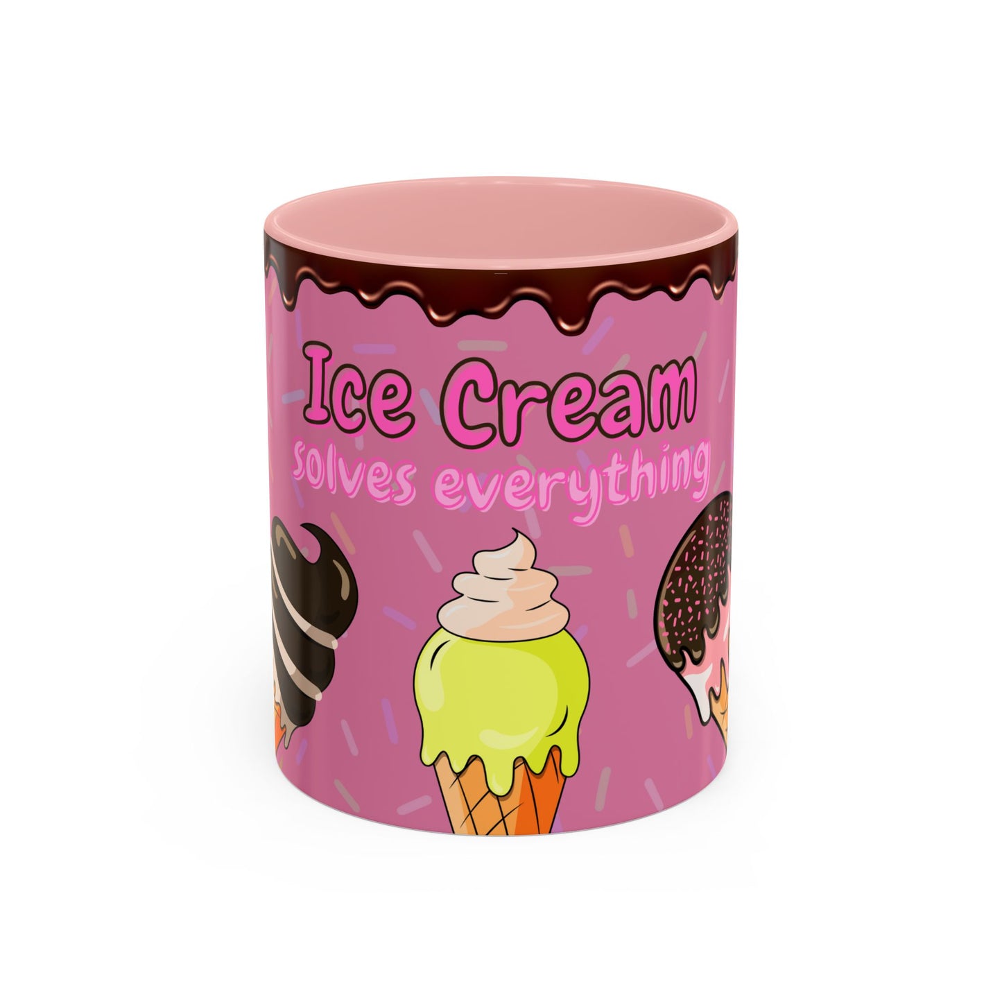 Ice Cream Solves Everything Coffee Mug - Fun Beverage Cup for Ice Cream Lovers, Gift for Holidays, Birthday, Summer