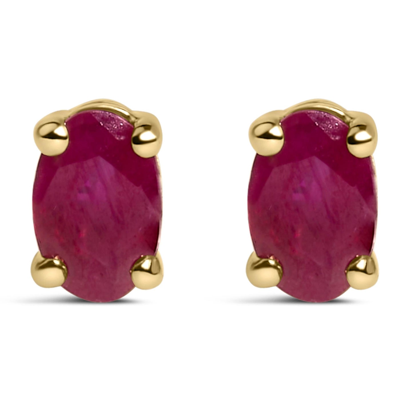14K Gold Oval Cut Gemstone Birthstone 5x3 mm Stud Earrings-2