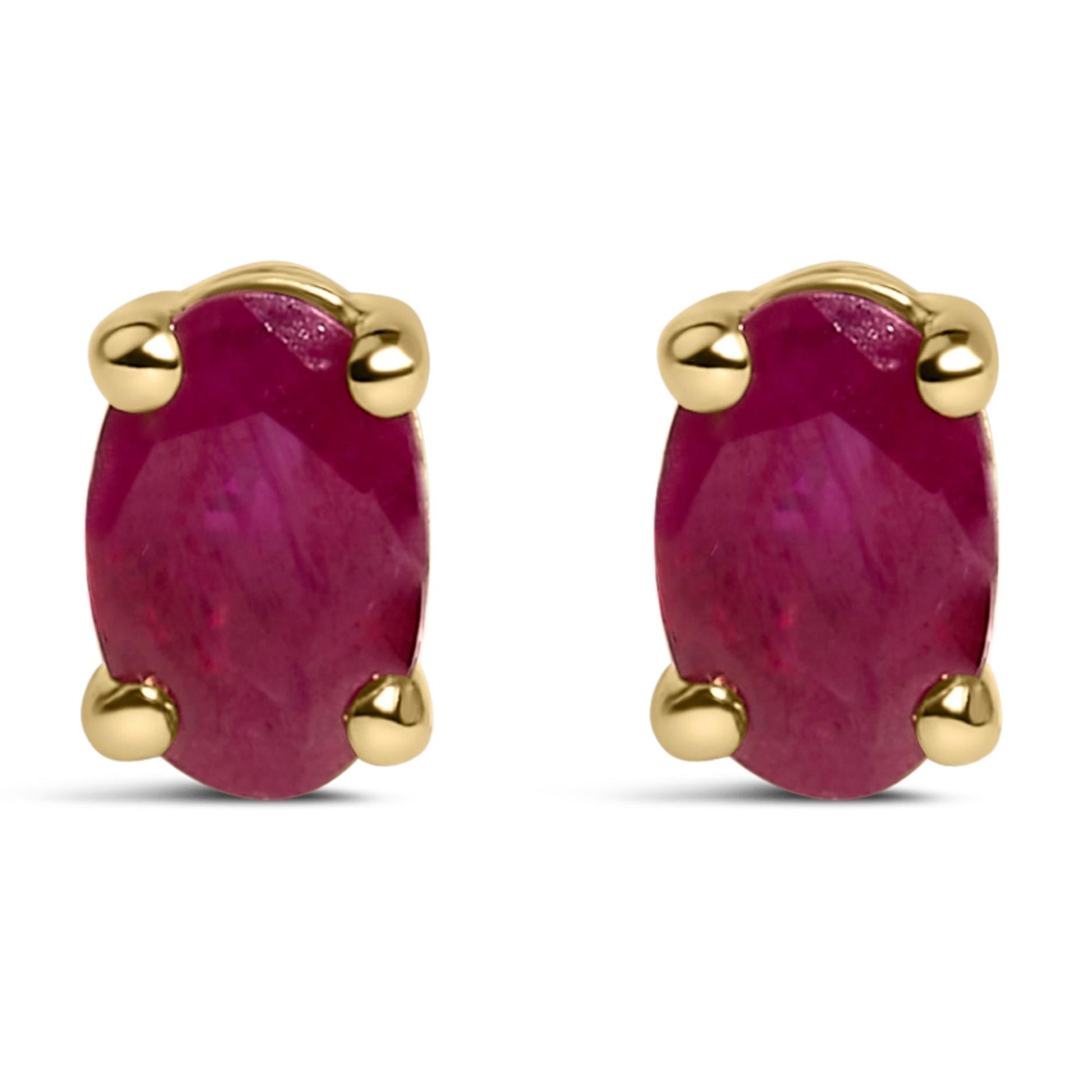 14K Gold Oval Cut Gemstone Birthstone 5x3 mm Stud Earrings-2