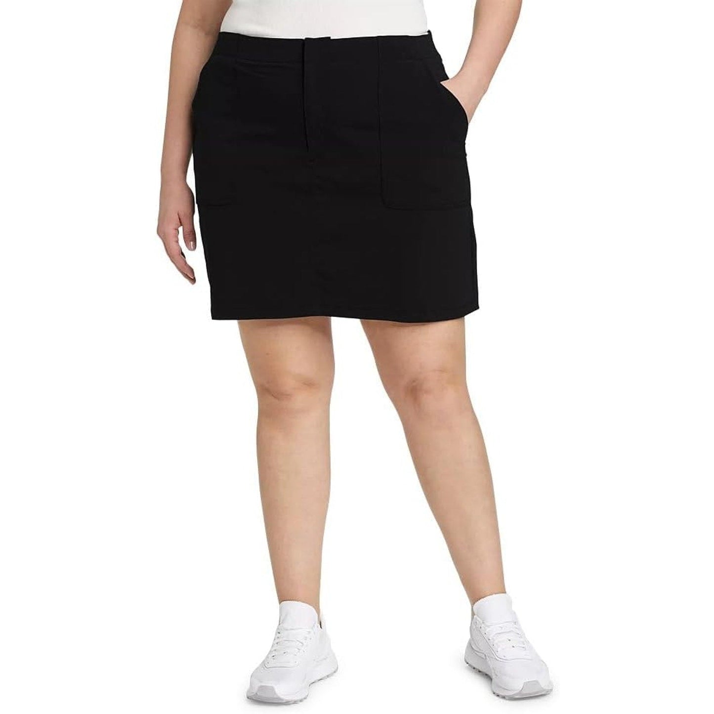 New Eddie Bauer Womens Size 14 Black Horizon UPF 50 High-Rise Skort Zip Pockets