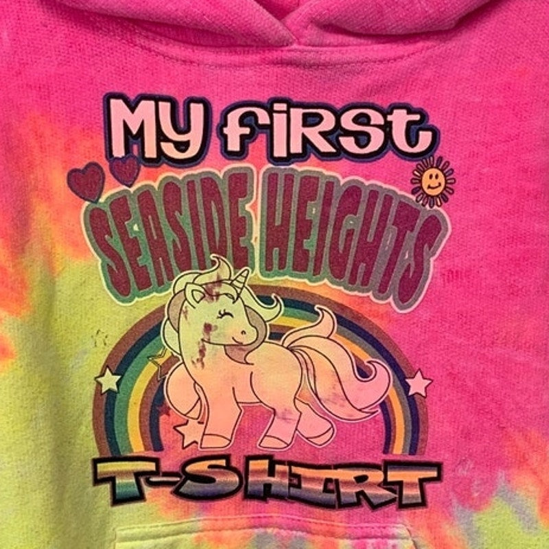 Jon Lauren Girls XS Tie Dye My First Seaside Tee Long Sleeve Hoodie Sweatshirt