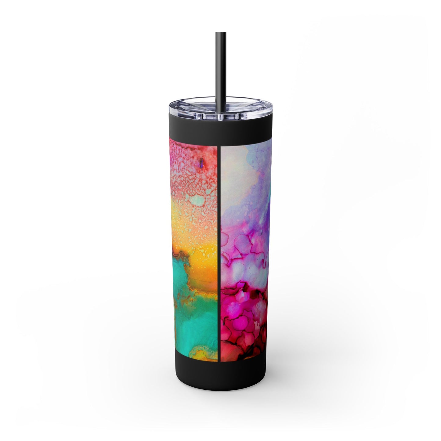 Beautiful Watercolor Splatter Skinny Tumbler with Straw - 20oz, Vibrant Colorful Drinkware for Every Occasion, Perfect Gift for Friends, Reusable Travel Mug, Water [...]