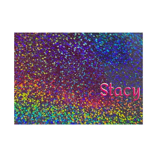 Personalized Rainbow Holographic Glitter Print Rug - Iridescent Speckled Floor Mat