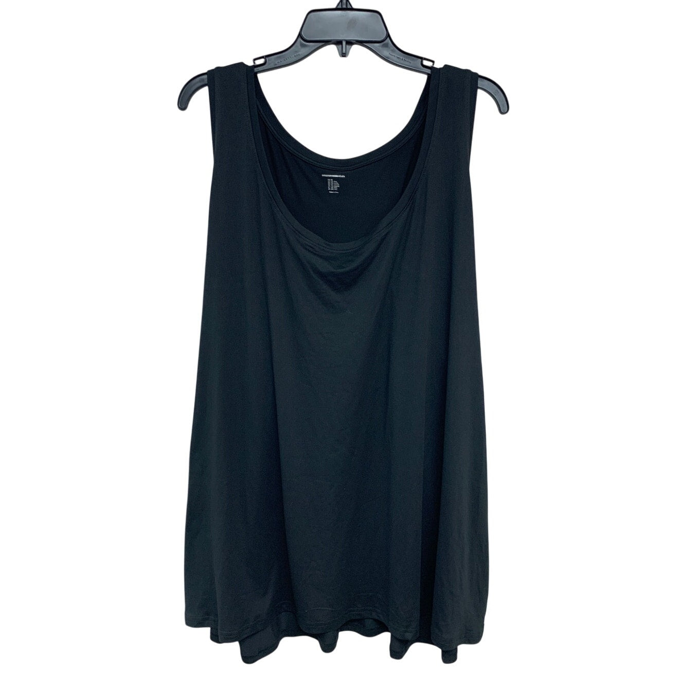 NWT New Amazon Essentials Womens 4X Black Polyester Blend Crew Neck Tank Top