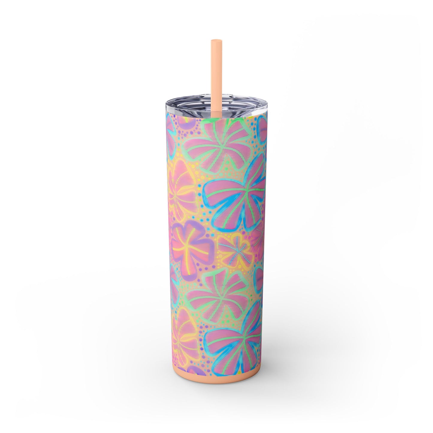 Pastel Butterfly Tumbler, 20oz Drinkware, Spring Decor, Cute Gift for Her, Eco-Friendly Cup, Floral Water Bottle
