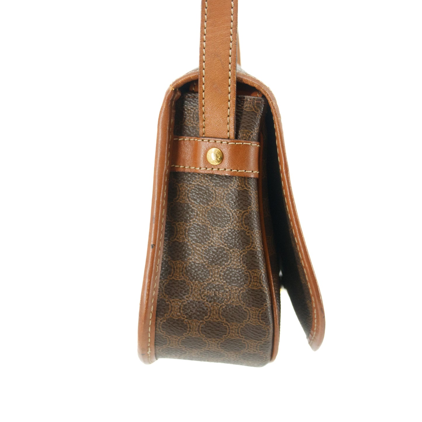 Celine Macadam Triomphe Brown Leather Mini Crossbody Bag #5754