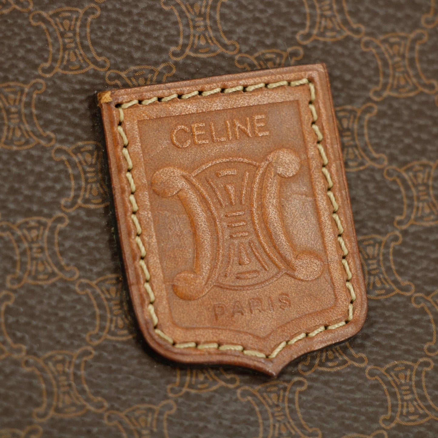 Celine Macadam Triomphe Brown Leather Mini Crossbody Bag #5754