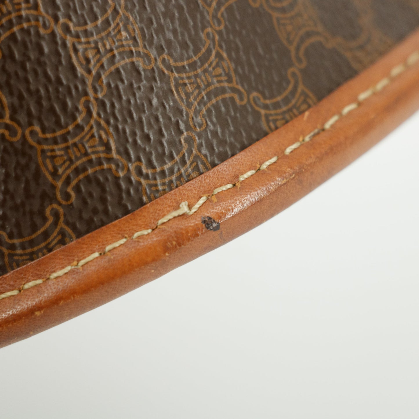 Celine Macadam Triomphe Brown Leather Mini Crossbody Bag #5754