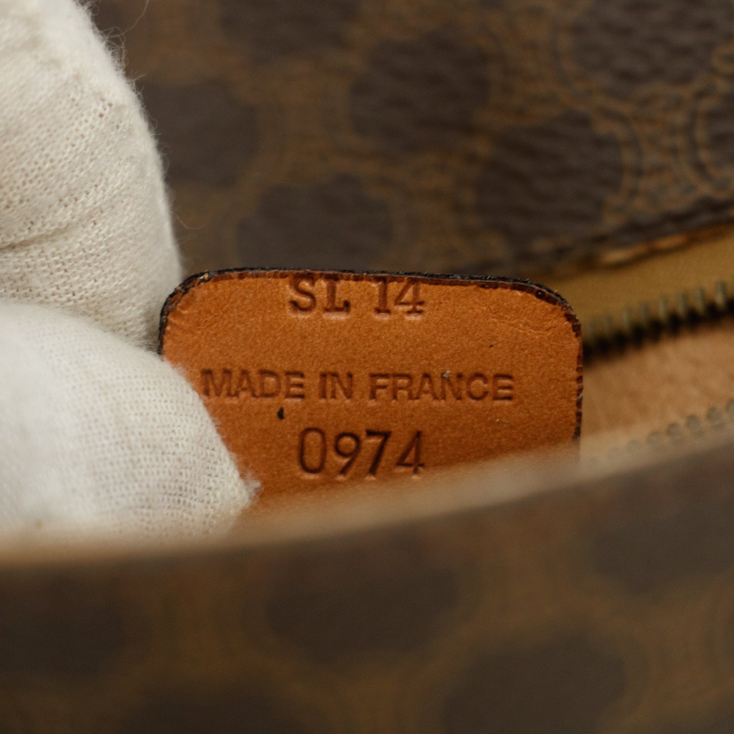 Celine Macadam Triomphe Brown Leather Mini Crossbody Bag #5754