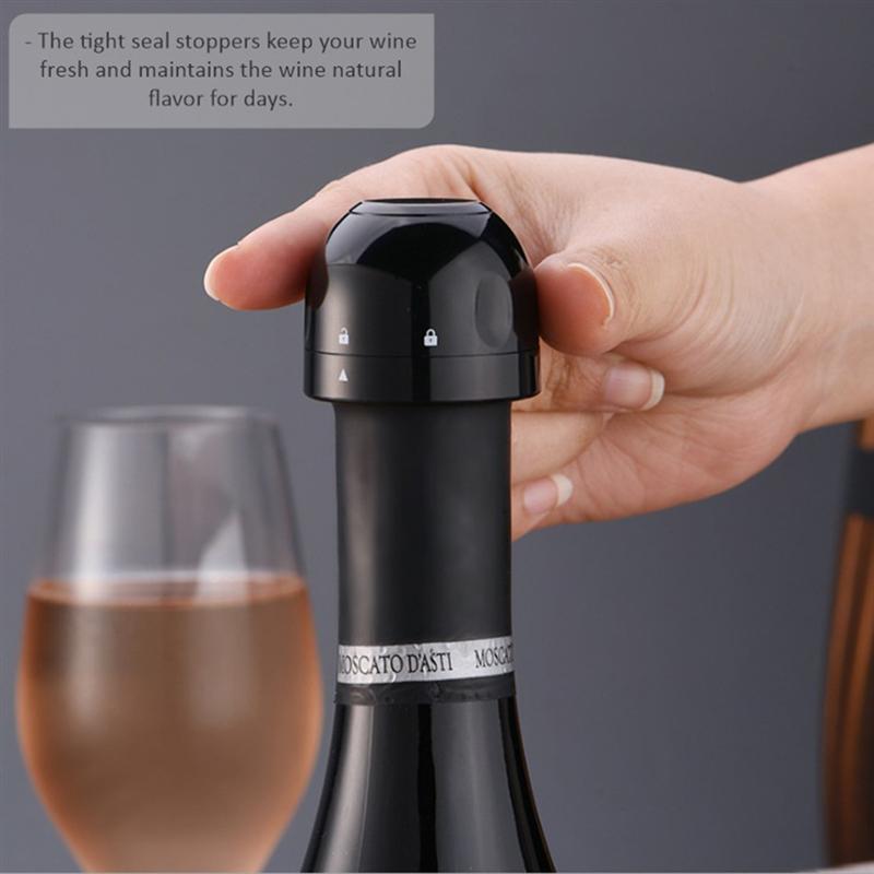 2pcs ABS Vacuum Red Wine Bottle Cap Stopper Silicone Sealed Champagne Cork Stopper Retain Freshness Stopper Kitchen Bar Tools