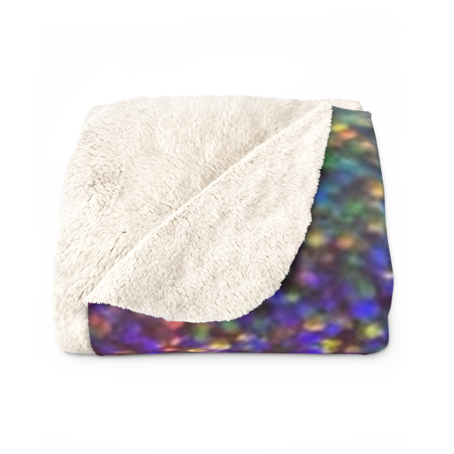 Holographic Rainbow Glitter Print Sherpa Blanket | Plush Fleece Throw