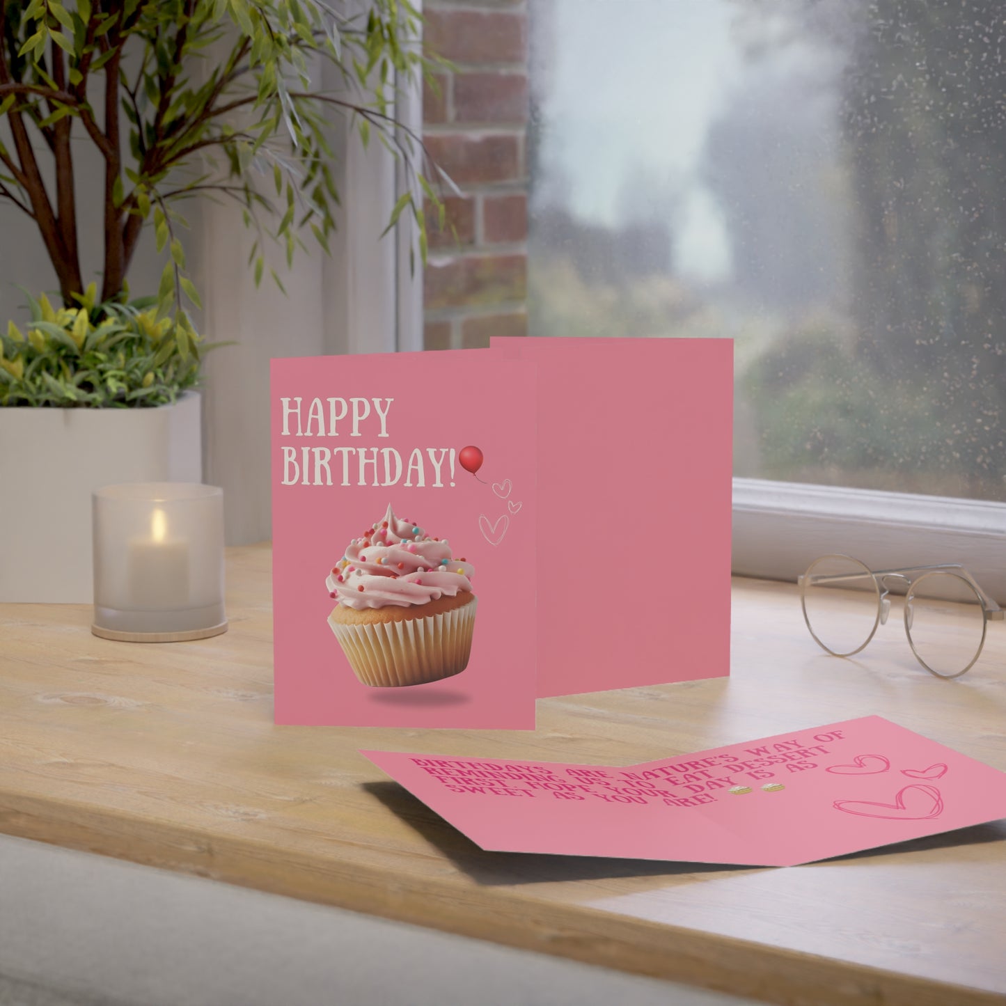 Happy Birthday Cupcake Greeting Cards - Festive Celebration Cards for Parties, Love Notes, Birthday Wishes, Stationery Set