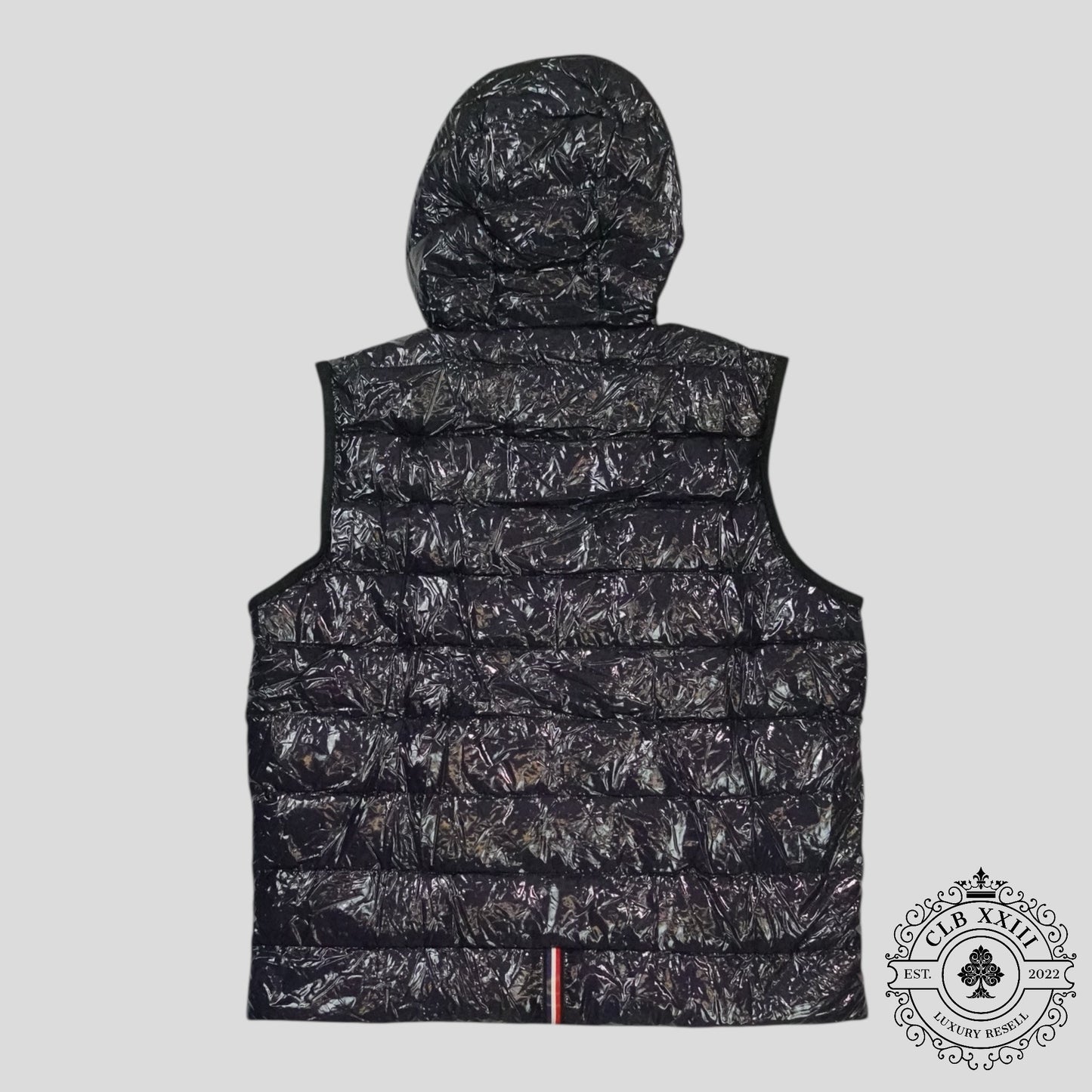 Moncler Hooded Puffer Vest in Navy Blue