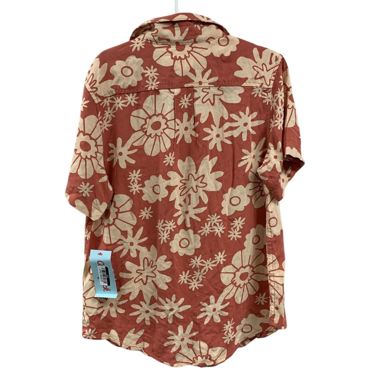 2 New Cat & Jack Boys Large (10-12) Short Sleeve Floral Melon Button Up Shirts
