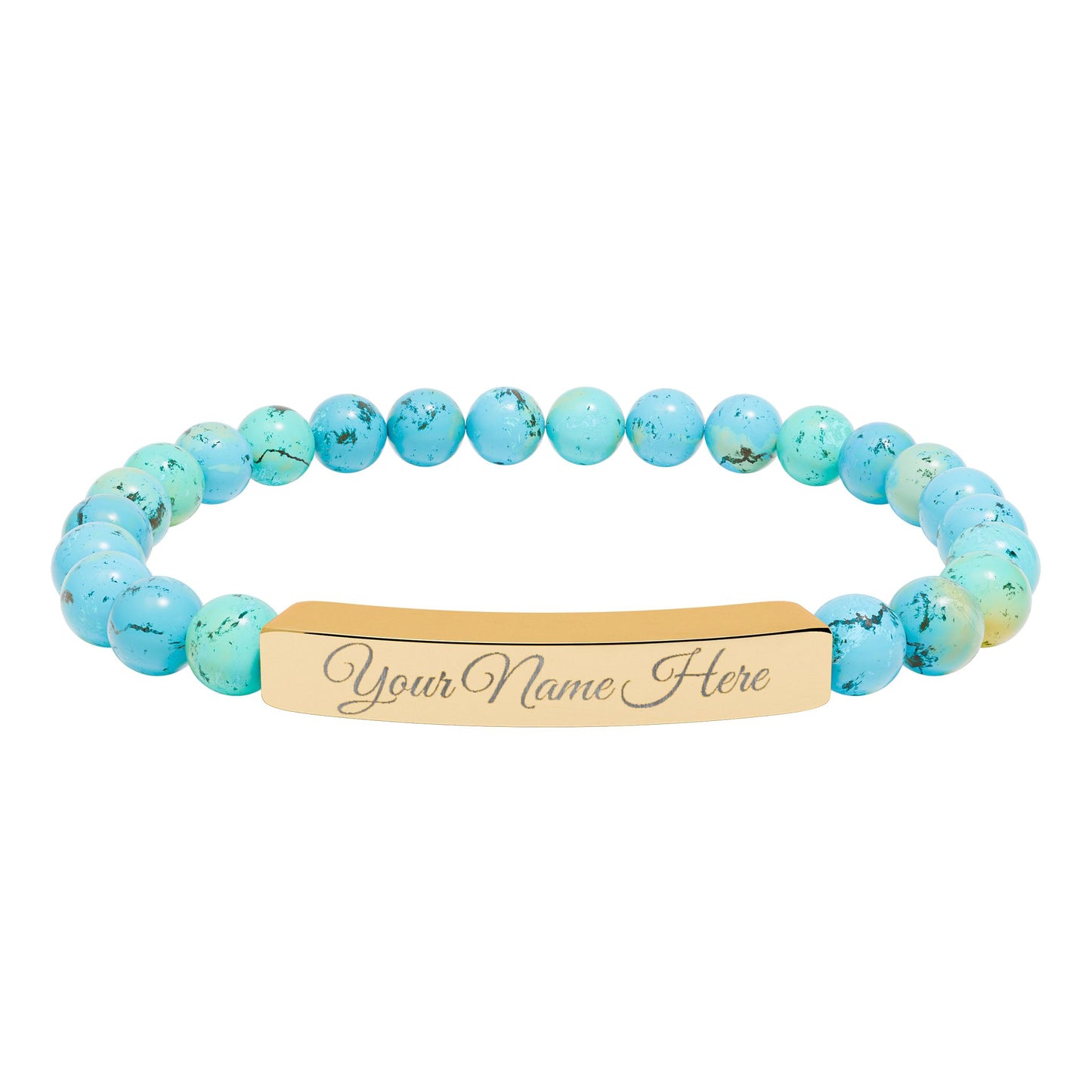 Engraved Natural Stone Bracelet, Personalized Gift for Her, Meaningful Jewelry, Stretch Beaded Bracelet, Inspirational Gift