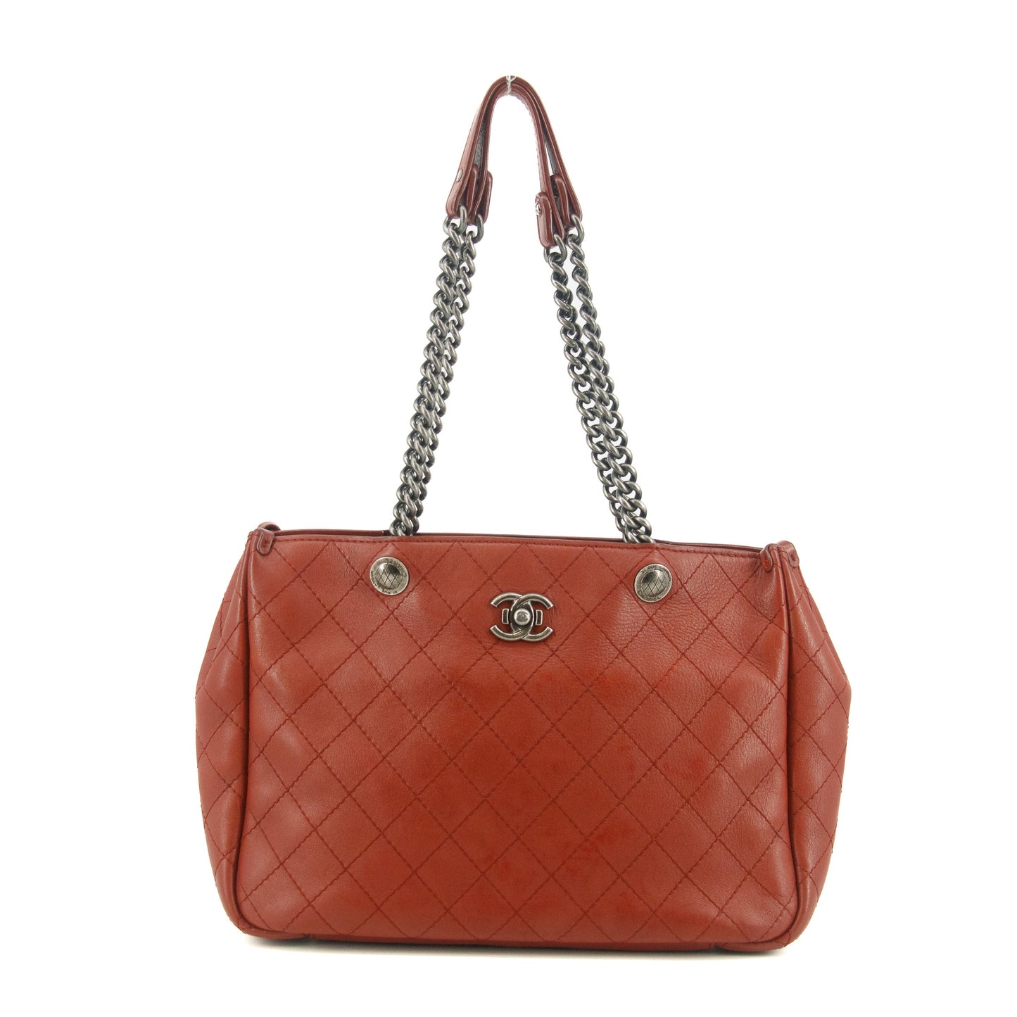Chanel Red Lambskin Gunmetal Chain Shoulder Bag 20 Series #5862