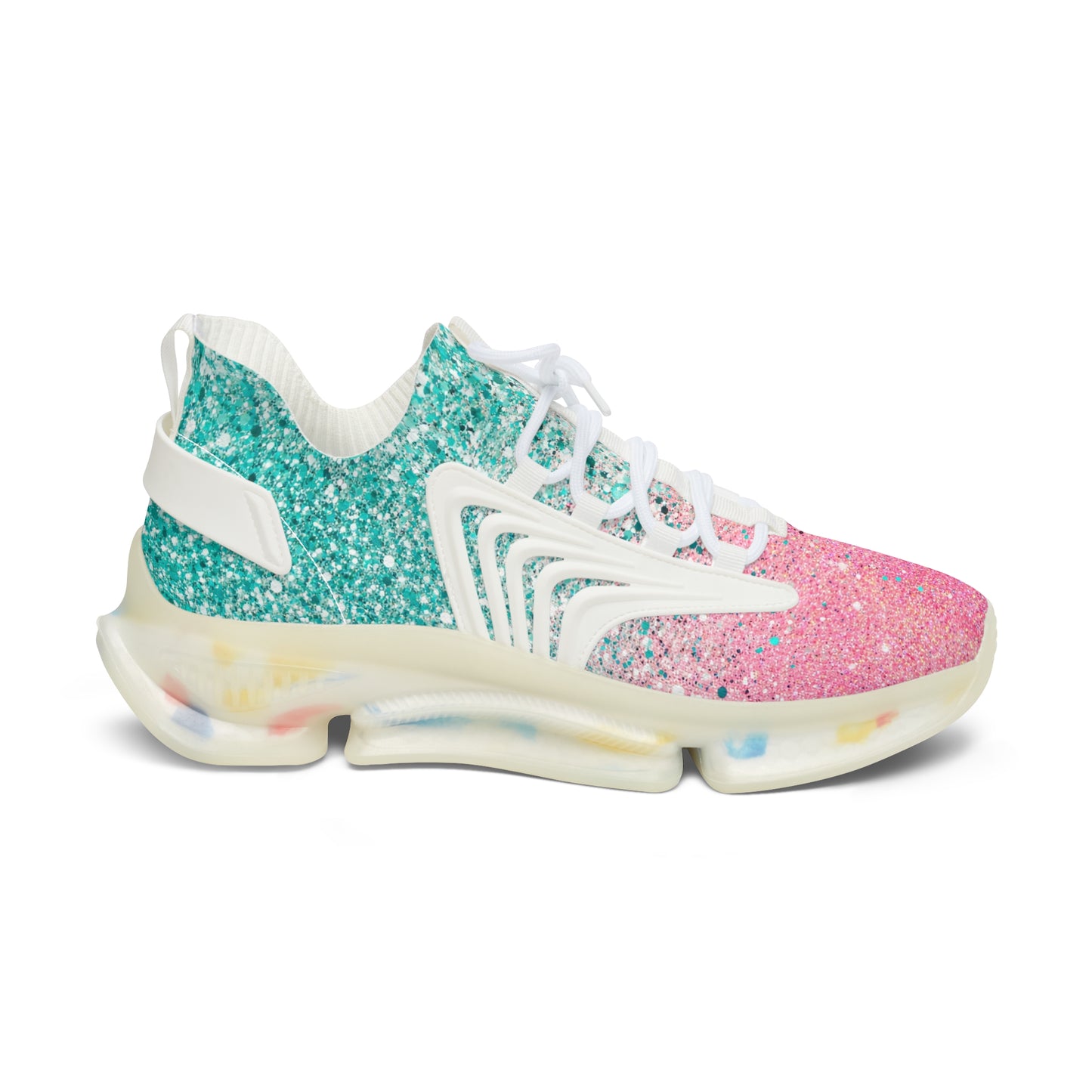 Women's Pink Speckled Mesh Sneakers — Lightweight Casual Running Shoes