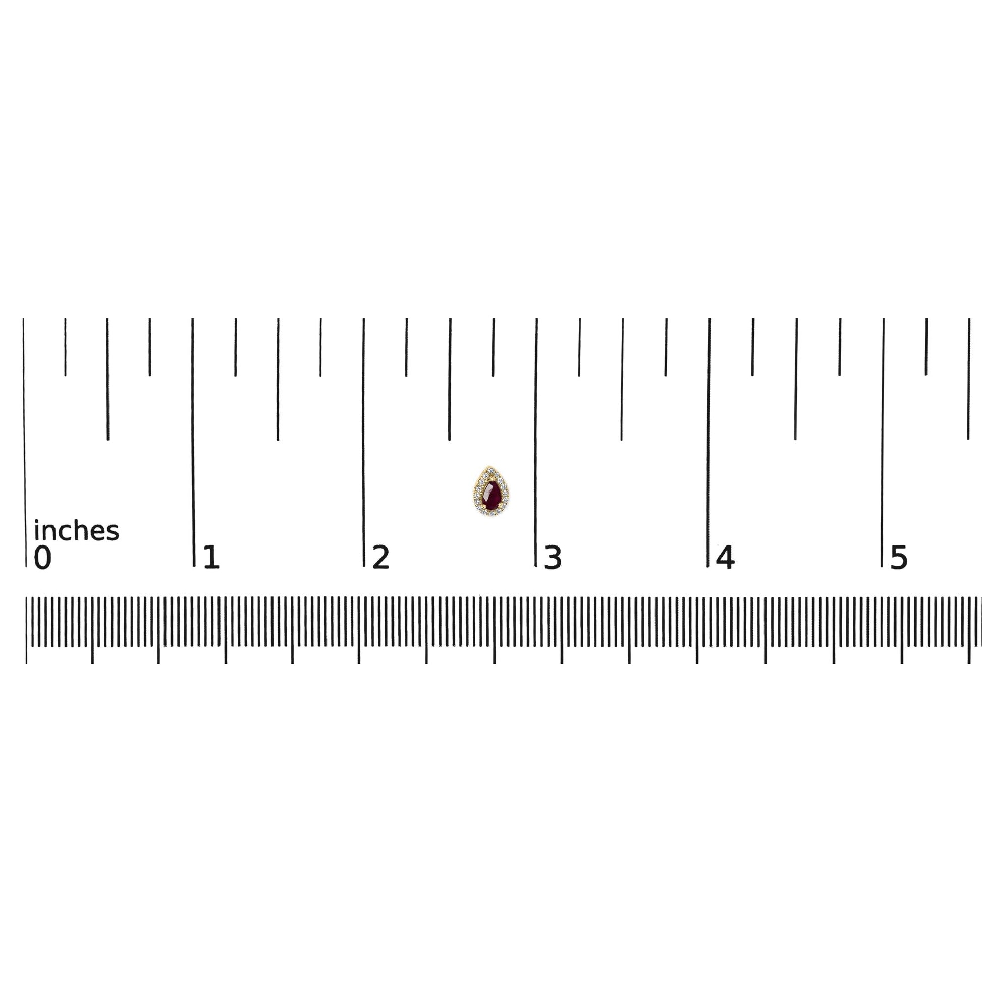 10K Yellow Gold 5X3 MM Pear-Cut Ruby and 1/7 Cttw Diamond Halo Stud Earrings (I-J Color, I1-I2 Clarity)-4