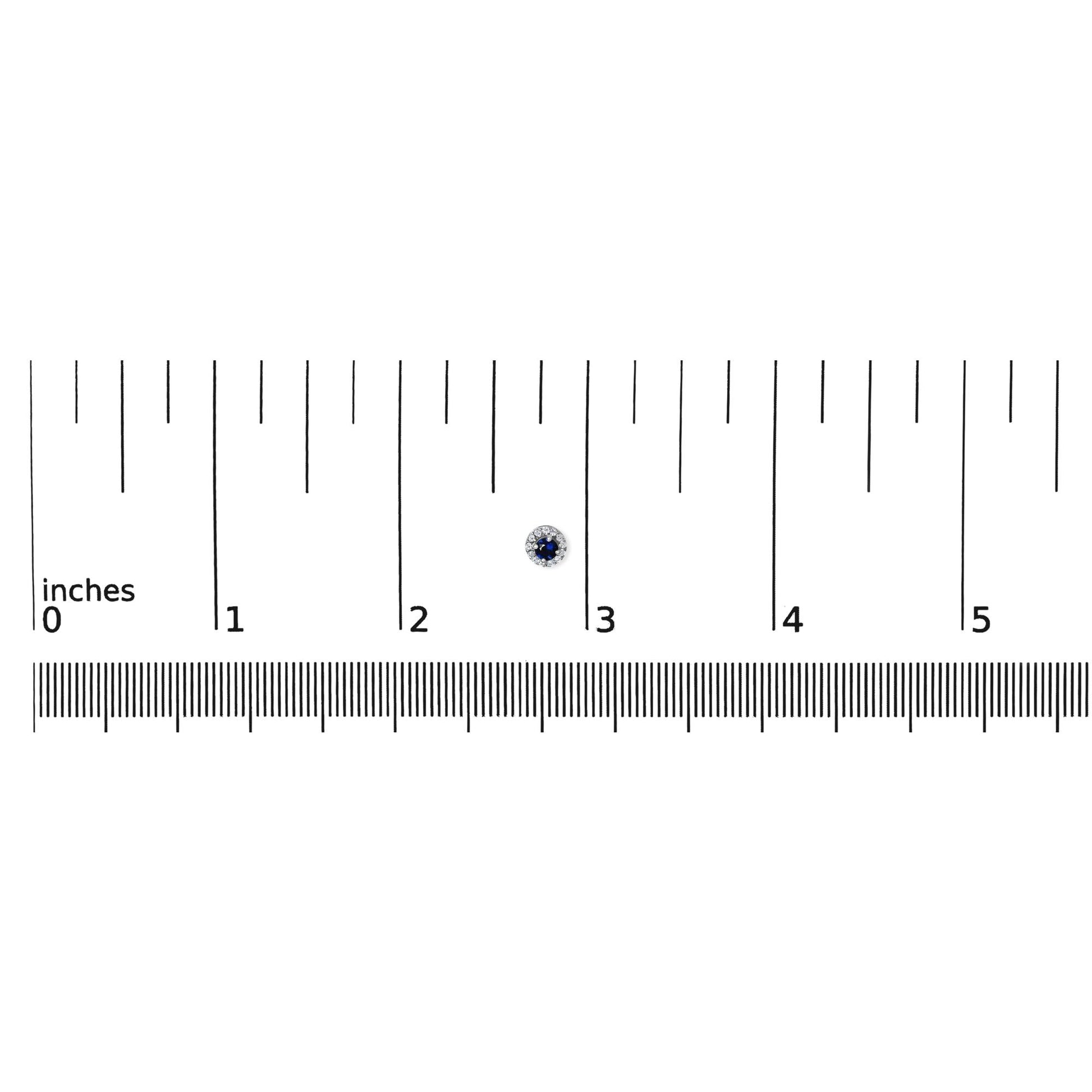 10K White Gold 3.25mm x 3.25mm Round Blue Sapphire and 1/10 Cttw Diamond Halo Stud Earrings (I-J Color, I1-I2 Clarity)-4