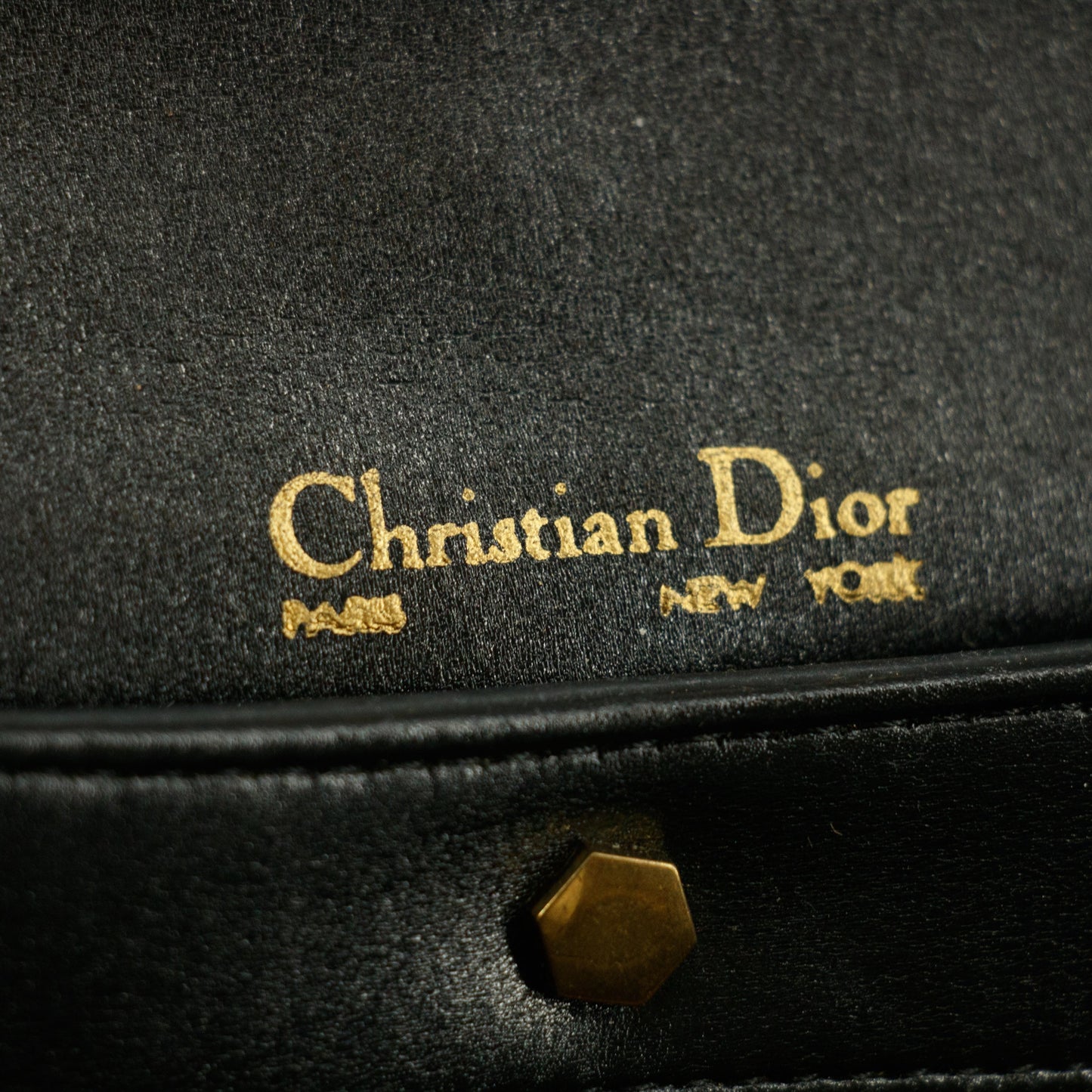 Christian Dior Black Leather Logo Chain Shoulder Bag #5872