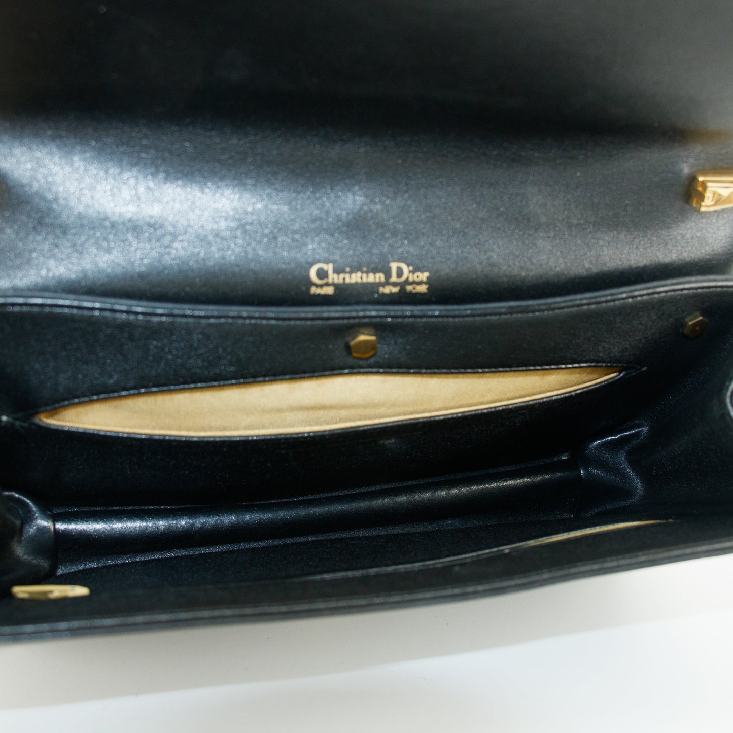 Christian Dior Black Leather Logo Chain Shoulder Bag #5872