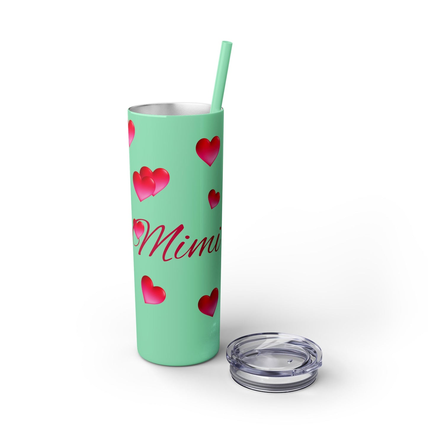 Gepasmaakte Glitter 20oz Dun Tumbler met Pienk Hartpatroon — [Jou Naam Hier]