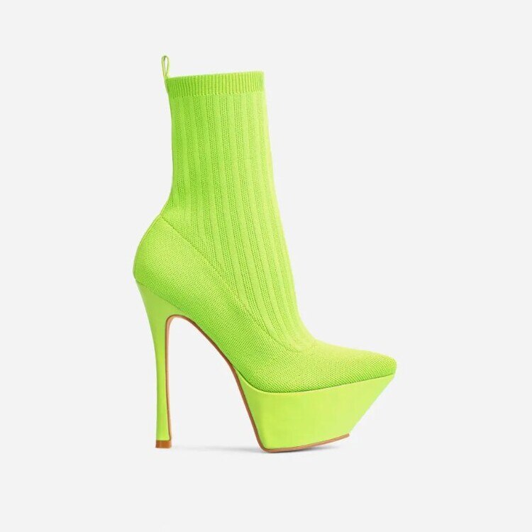 New High heel 13cm Stiletto Heel Sock Boots Long Pointed Toe Sexy Women Fashion Nightclub Ankle Boots 44