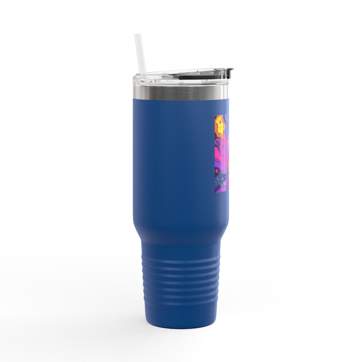 Vibrant Insulated Travel Mug, 40oz - Perfect for Outdoor Adventures, Road Trips, and Coffee Lovers, Colorful Art Design, Reusable Drinkware