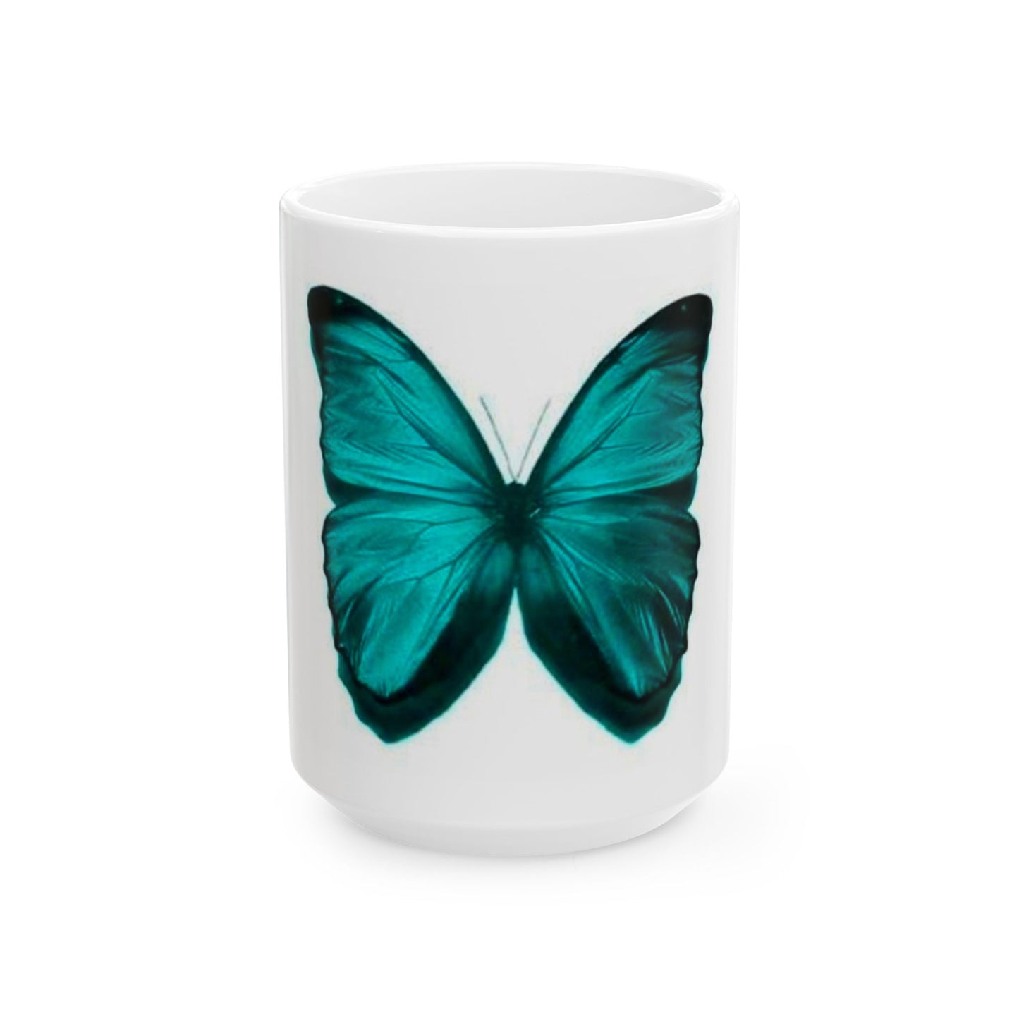 Beautiful Turquoise Butterfly Ceramic Mug - 11oz & 15oz, Nature Lover Gift, Decorative Drinkware, Boho Kitchen Decor, Birthday Present