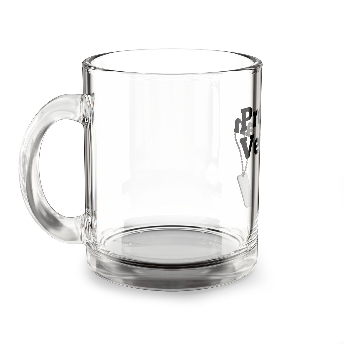 Proud Veteran Glass Mug, 10oz Dog Tags Military Tribute
