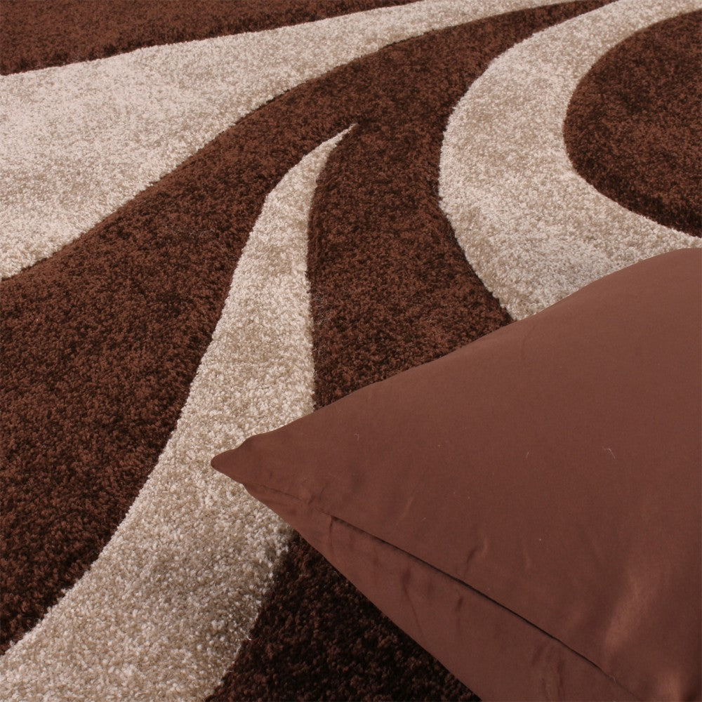 Area Rug Lafleur Modern Floral Pattern with Contour Cut - Brown-3