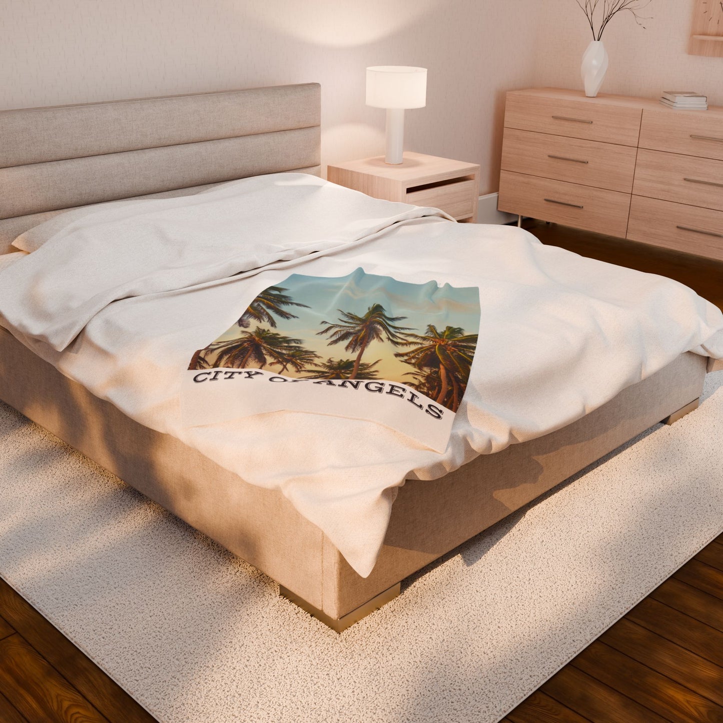 Cozy City of Angels Velveteen Plush Blanket, Soft Throw for Home, Beach Blanket, Travel Companion, Gift for Friends