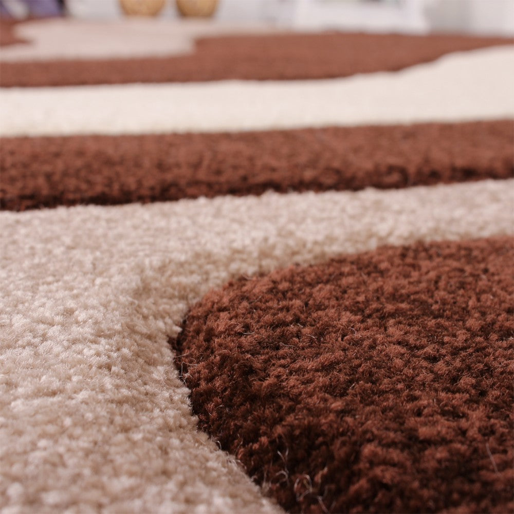 Area Rug Madeira Modern Wave Pattern - Brown Beige-3