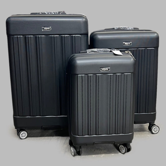 DEJUNO (3 PACK) Light Weight Expandable Spinner Rolling Suitcase Set BLACK 2207DJBF