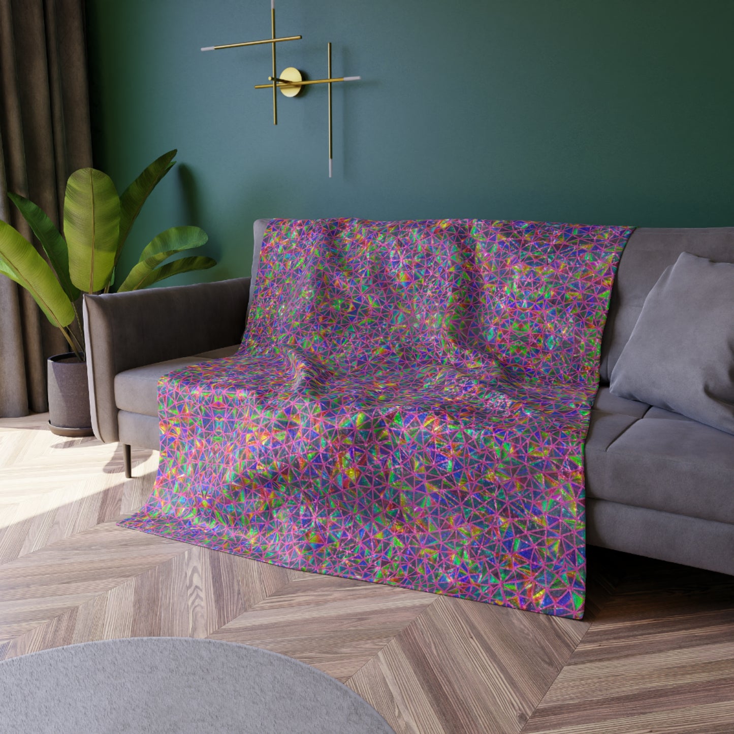 Crushed Velvet Blanket — Psychedelic Purple Abstract Plush Throw