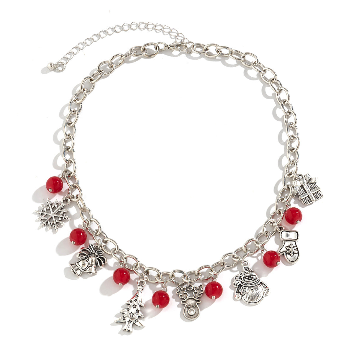 Creative and diverse Christmas tree gift box, bell pendant necklace, fashionable red round bead necklace