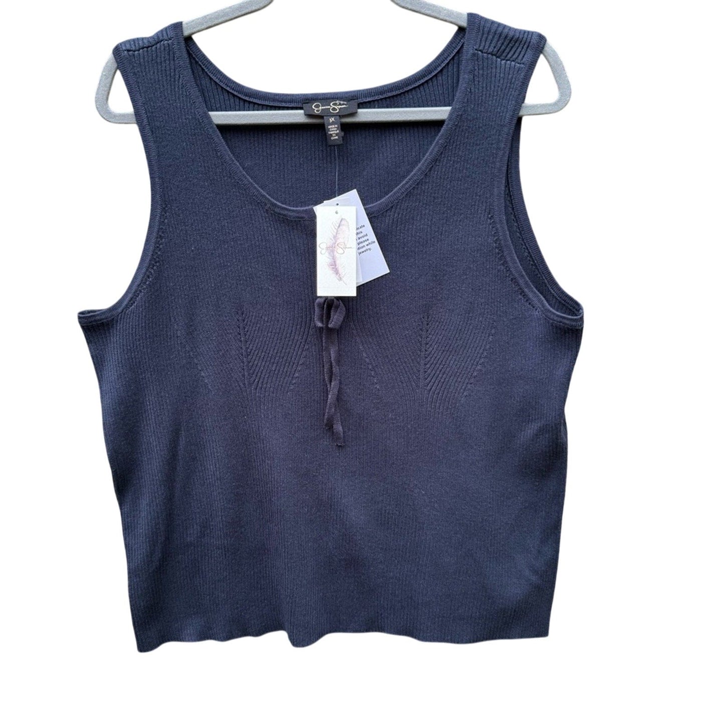 NWT New Jessica Simpson Womens 3X Johanna Tie Front Ribbed Sleeveless Tank Top